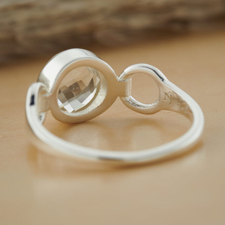Clear Crystal Quartz Sterling Silver Trinity Ring