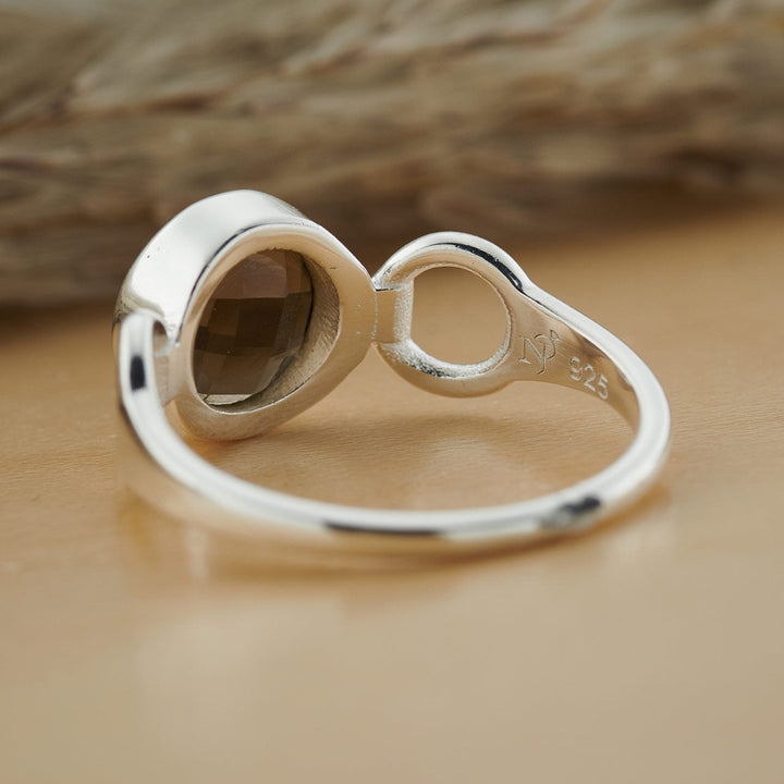 Smoky Quartz Sterling Silver Trinity Ring