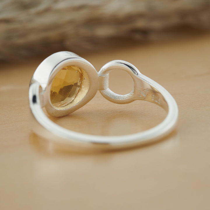 Citrine Sterling Silver Trinity Ring