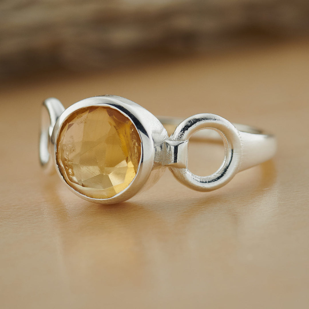Citrine Sterling Silver Trinity Ring