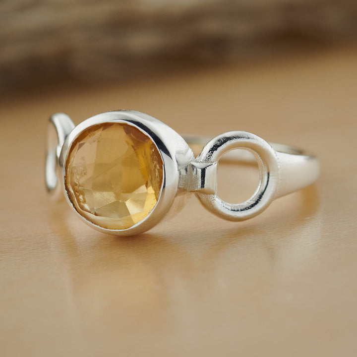 Citrine Sterling Silver Trinity Ring