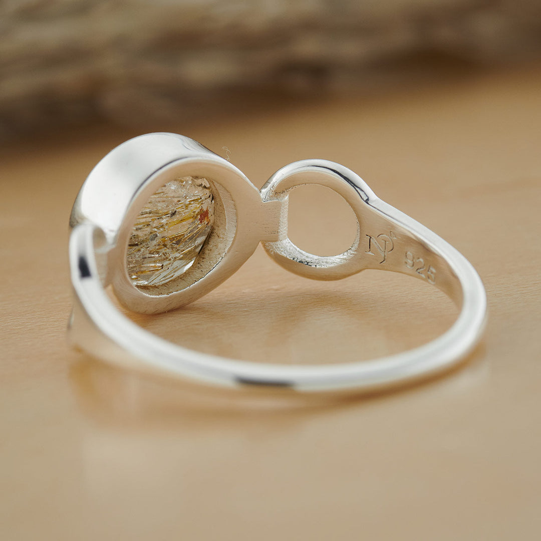 Golden Rutile Sterling Silver Trinity Ring