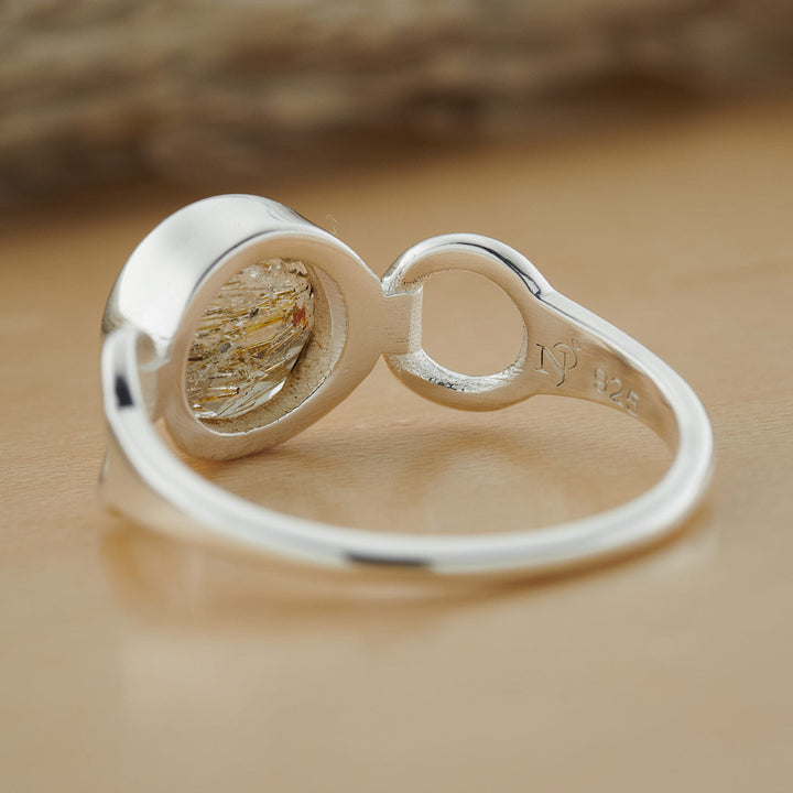 Golden Rutile Sterling Silver Trinity Ring