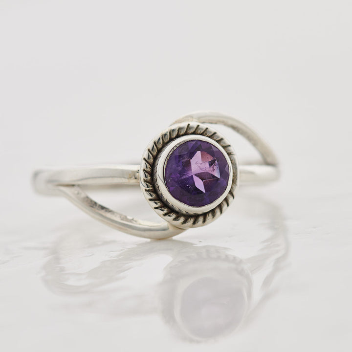 Faceted Amethyst Sterling Silver Infinity Ring