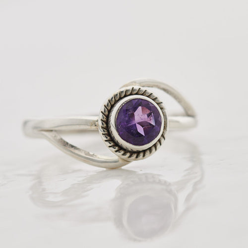 Faceted Amethyst Sterling Silver Infinity Ring