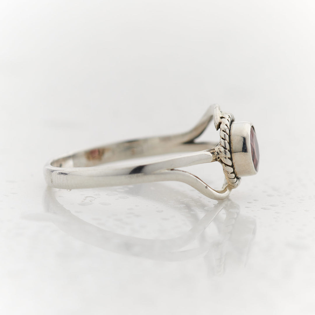 Faceted Garnet Sterling Silver Infinity Ring