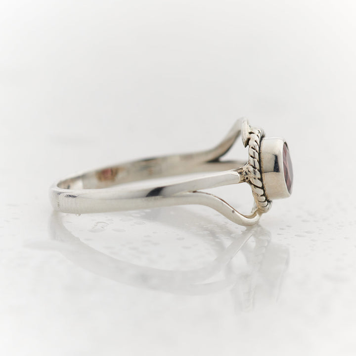 Faceted Garnet Sterling Silver Infinity Ring