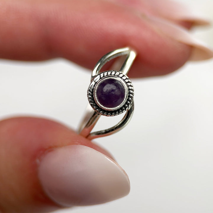 Lepidolite Sterling Silver Infinity Ring