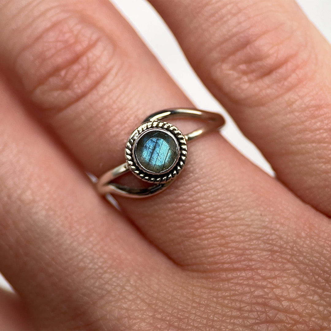 Faceted Labradorite Sterling Silver Infinity Ring