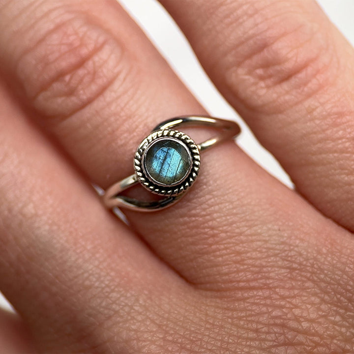 Faceted Labradorite Sterling Silver Infinity Ring