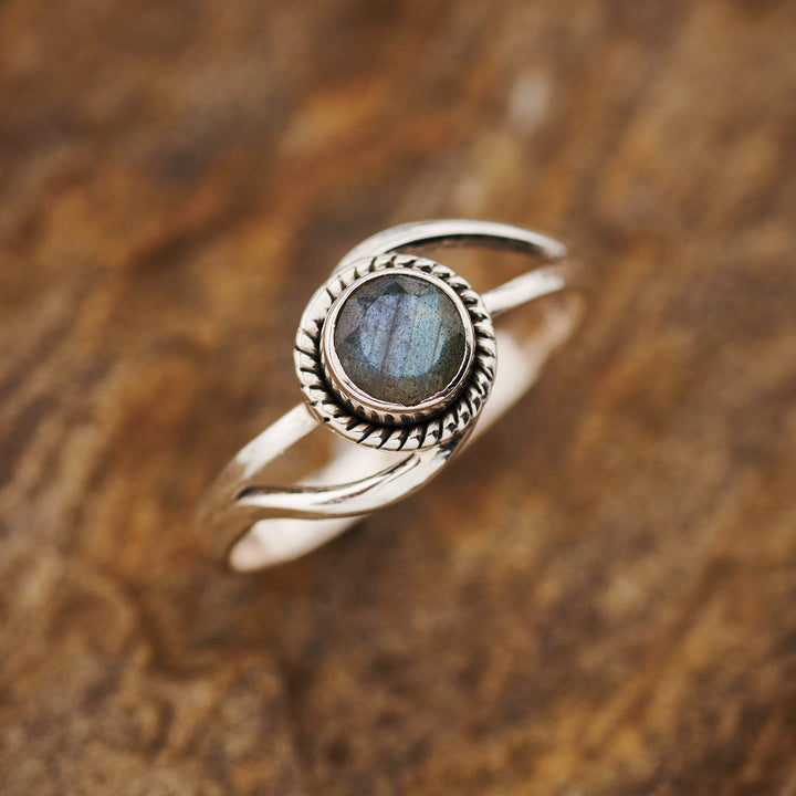 Faceted Labradorite Sterling Silver Infinity Ring