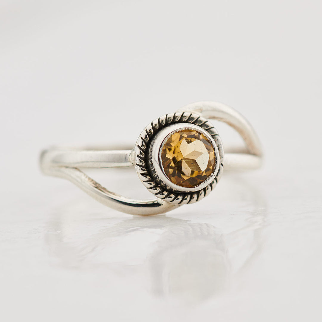 Faceted Citrine Sterling Silver Infinity Ring