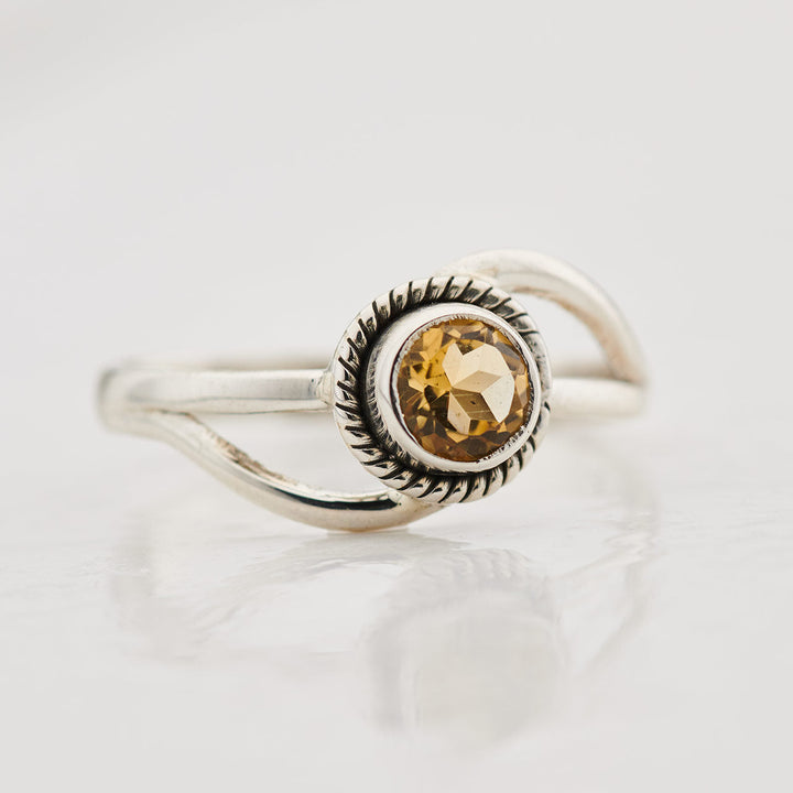 Faceted Citrine Sterling Silver Infinity Ring
