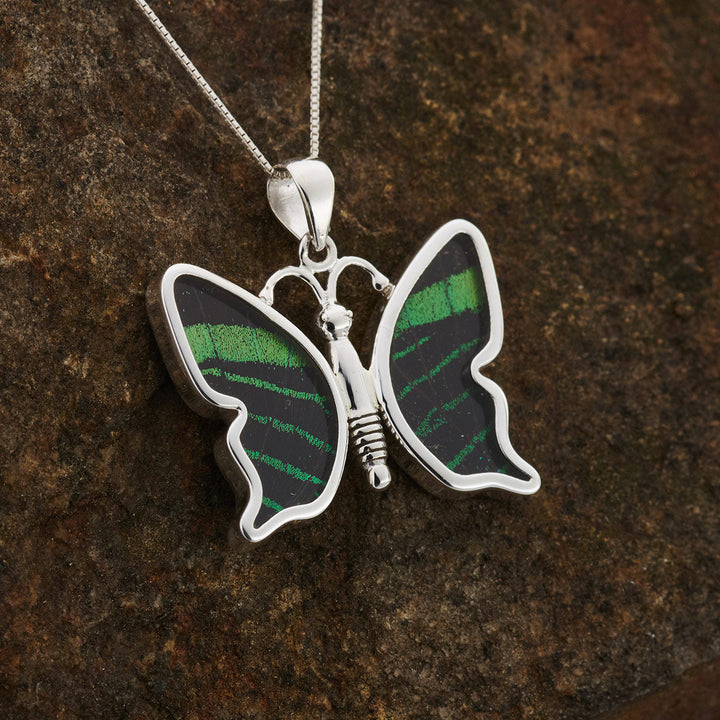 Leilus butterfly wing pendant in fine silver