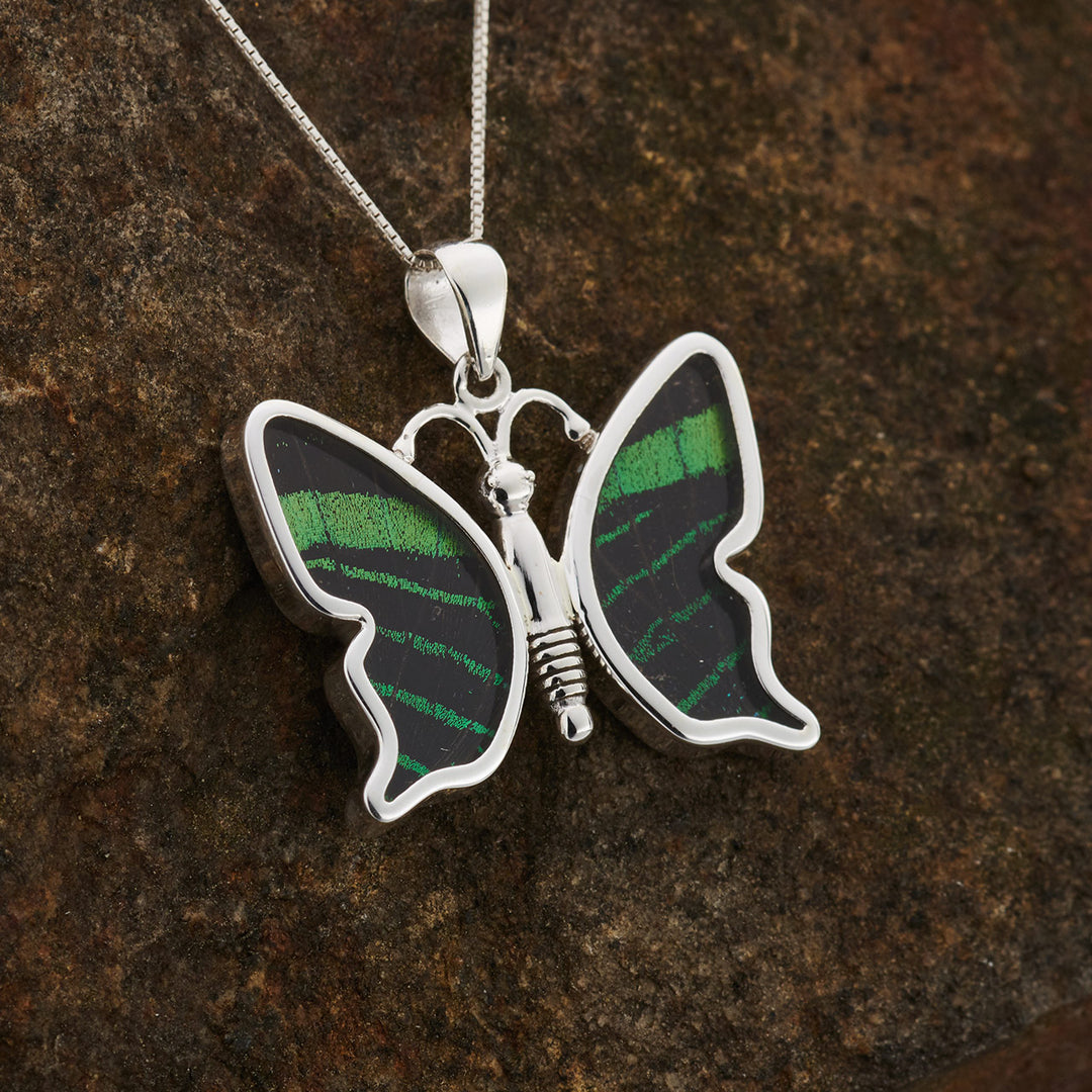 Leilus Fine Silver Small Realistic Butterfly Necklace