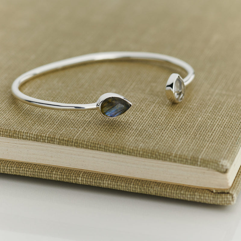 Labradorite and Herkimer Diamond bracelet in sterling silver