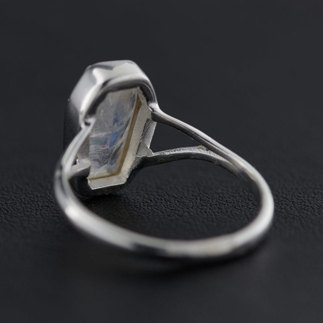 Moonstone Sterling Silver Coffin Ring