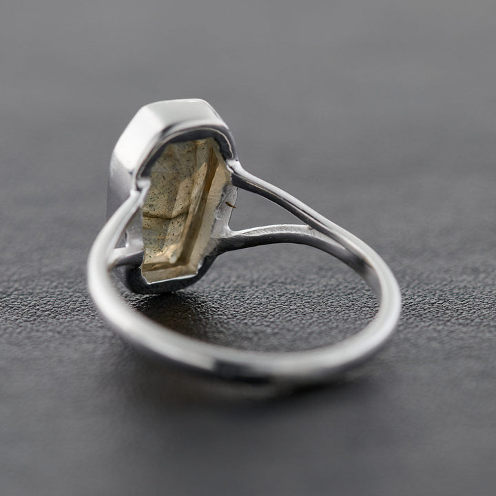 Labradorite Sterling Silver Coffin Ring