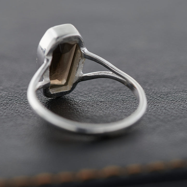 Smoky Quartz Sterling Silver Coffin Ring