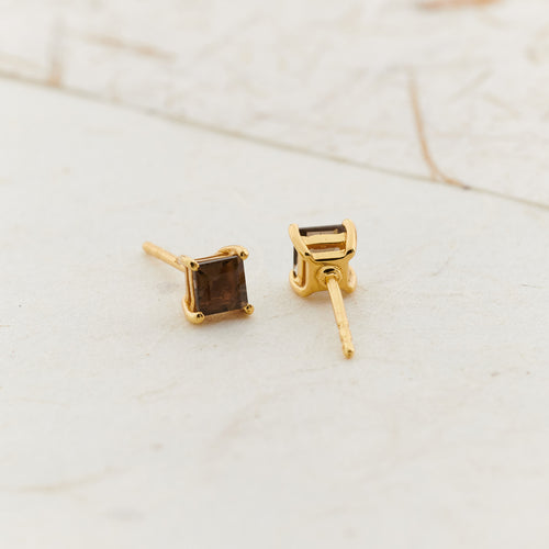 Smoky Quartz Everyday Gold Studs