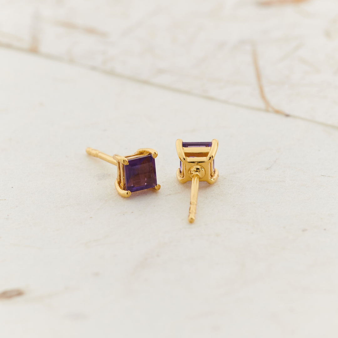 Amethyst Everyday Gold Studs