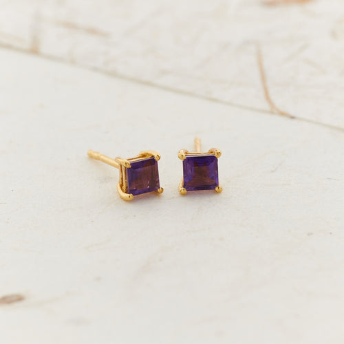 Amethyst Everyday Gold Studs