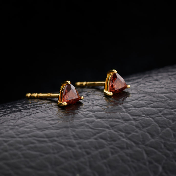 Garnet Everyday Gold Studs