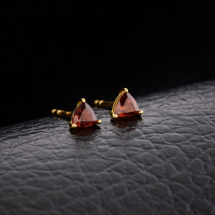 Garnet Everyday Gold Studs