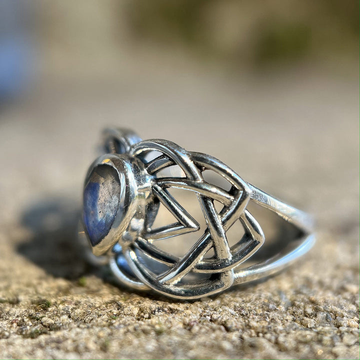 Labradorite Celtic Ring Sterling Silver