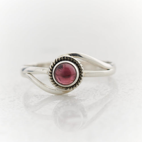 Cabochon Cut Garnet Sterling Silver Infinity Ring