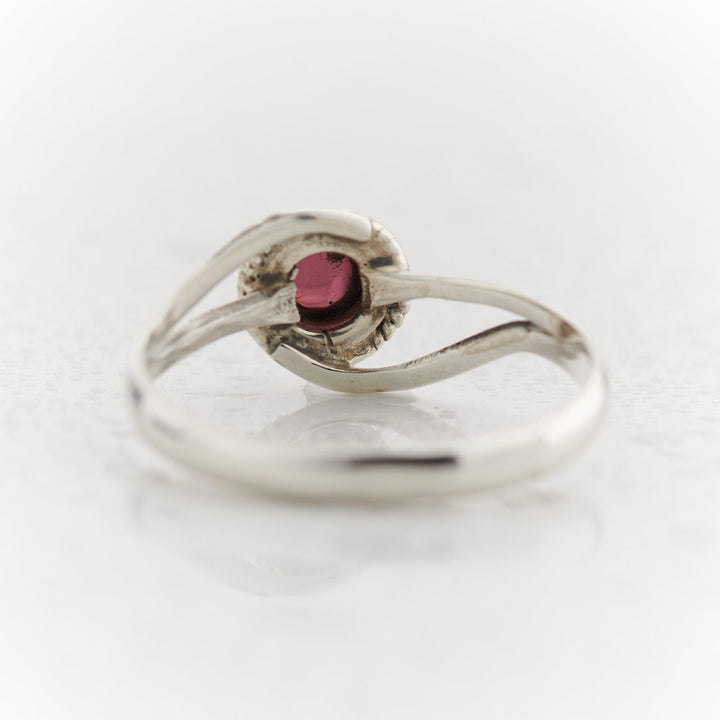 Cabochon Cut Garnet Sterling Silver Infinity Ring