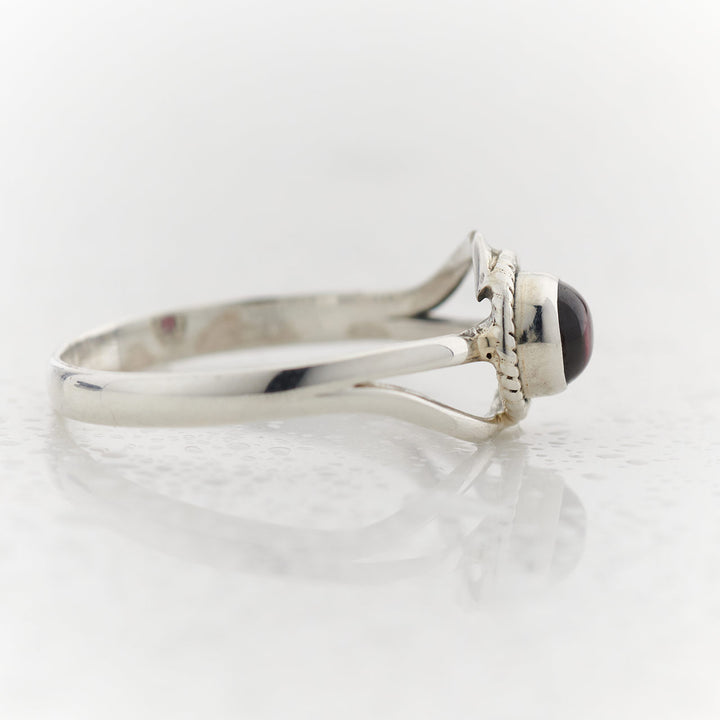 Cabochon Cut Garnet Sterling Silver Infinity Ring