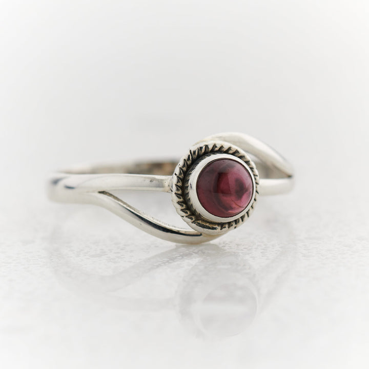 Cabochon Cut Garnet Sterling Silver Infinity Ring