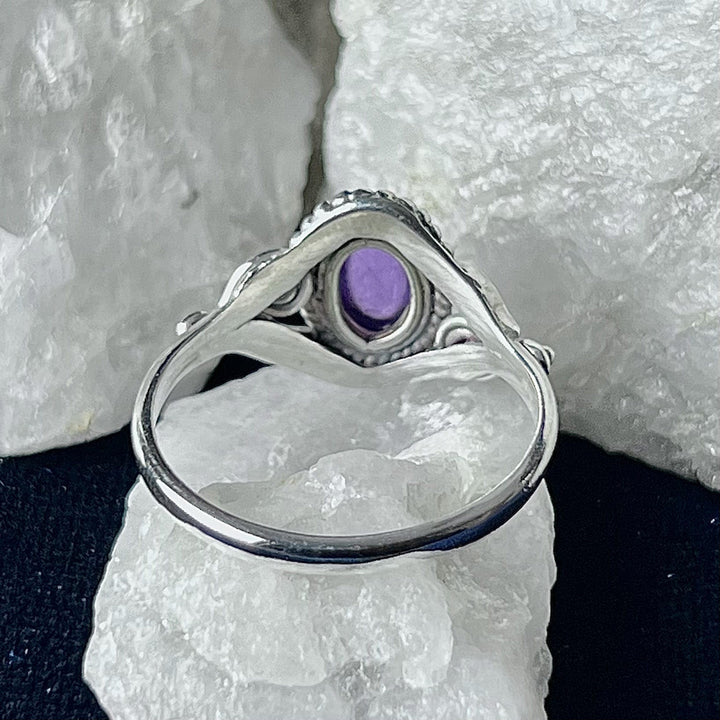 Amethyst Sterling Silver Dahlia Ring