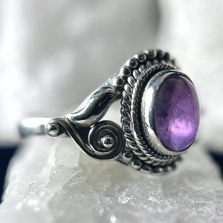 Amethyst Sterling Silver Dahlia Ring