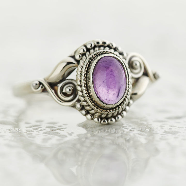 Amethyst Sterling Silver Dahlia Ring