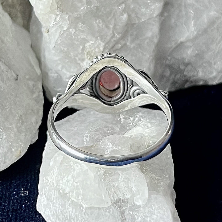 Garnet Sterling Silver Dahlia Ring