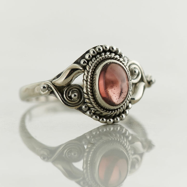 Garnet Sterling Silver Dahlia Ring