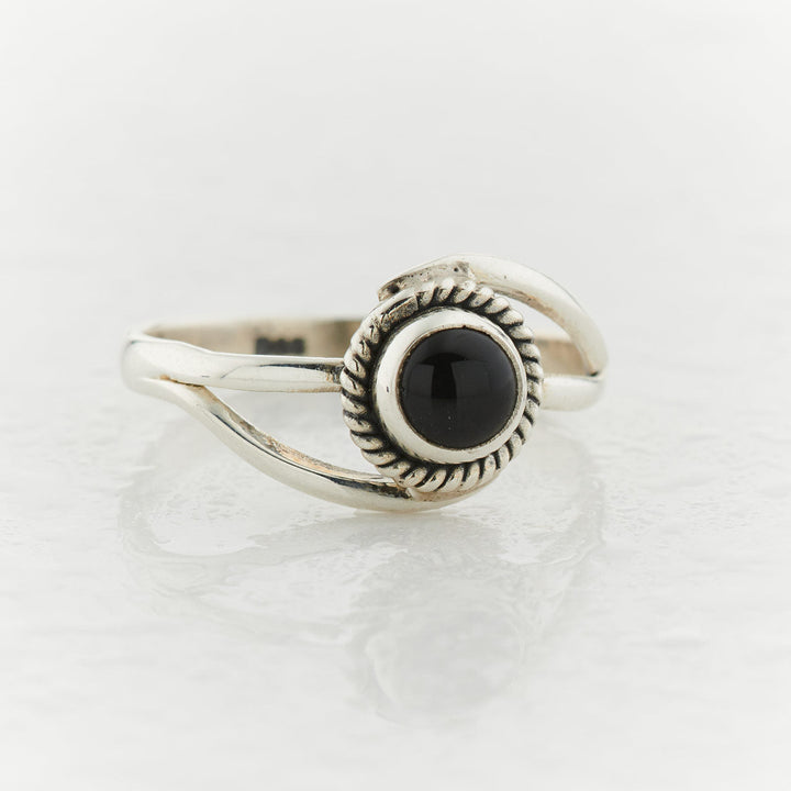 Black Onyx Sterling Silver Infinity Ring