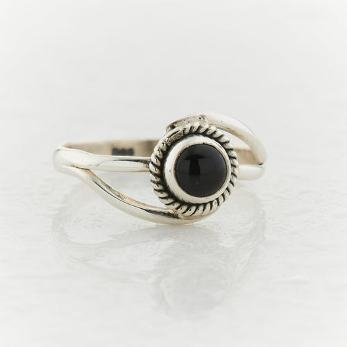 Black Onyx Sterling Silver Infinity Ring