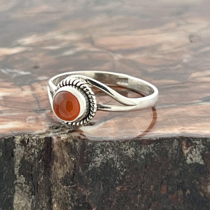 Carnelian Sterling Silver Infinity Ring
