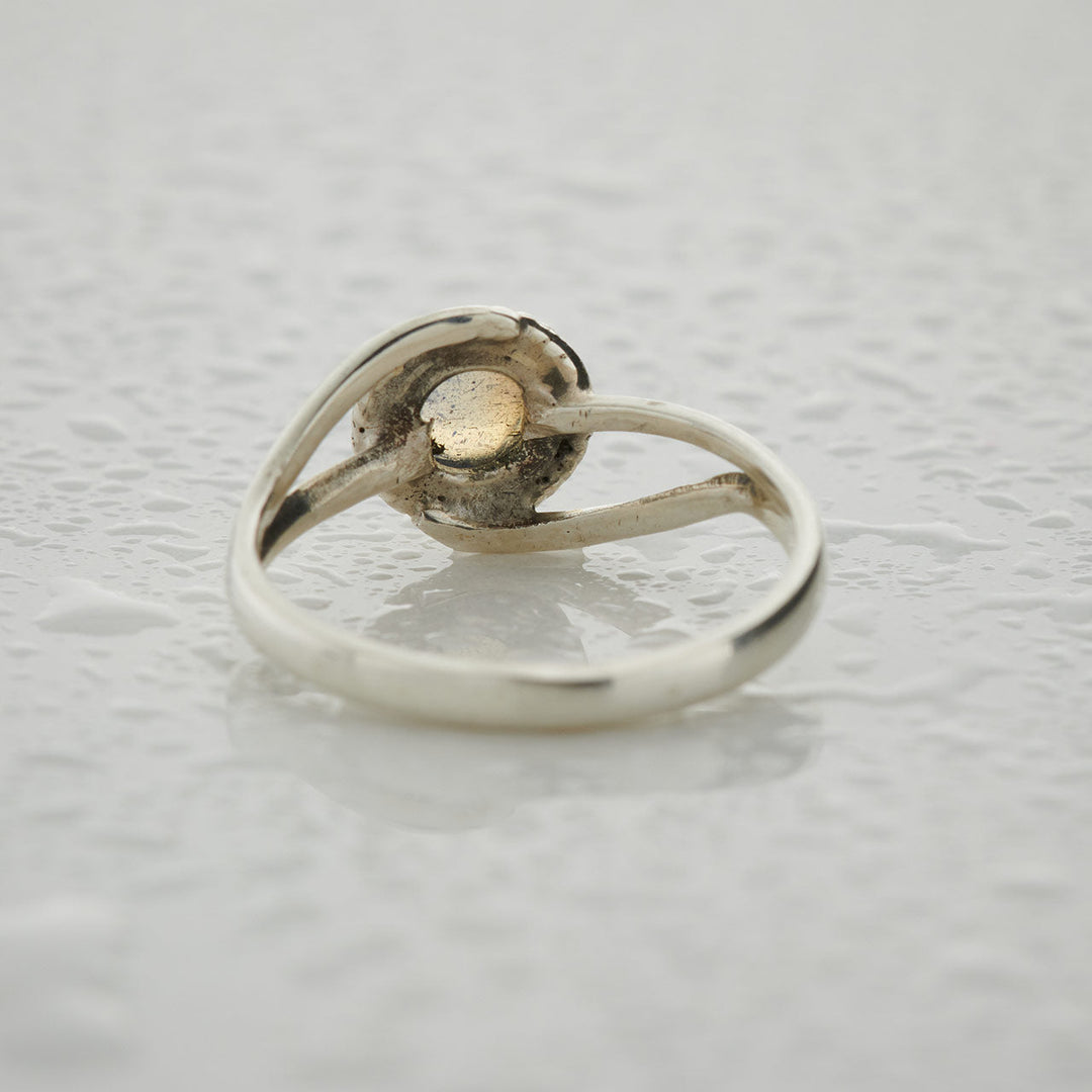 Cabochon Cut Labradorite Sterling Silver Infinity Ring