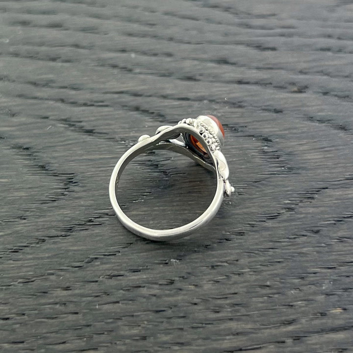 Carnelian Sterling Silver Dahlia Ring
