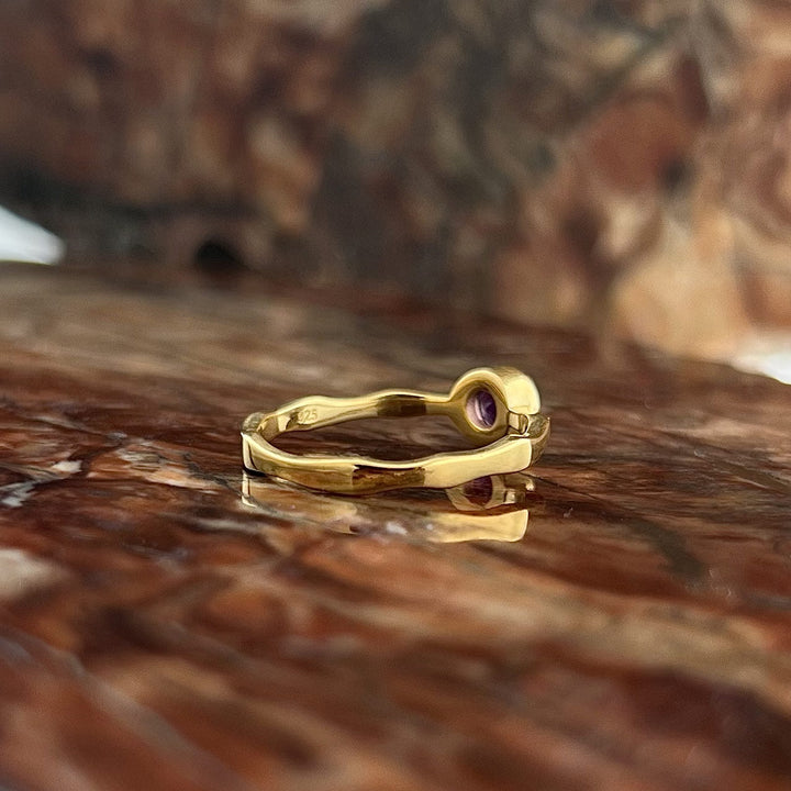 Amethyst 18K Vermeil Gold Stackable Wavy Ring