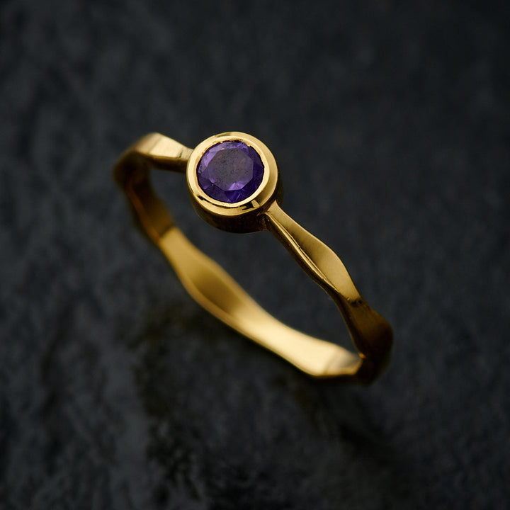 Amethyst 18K Vermeil Gold Stackable Wavy Ring