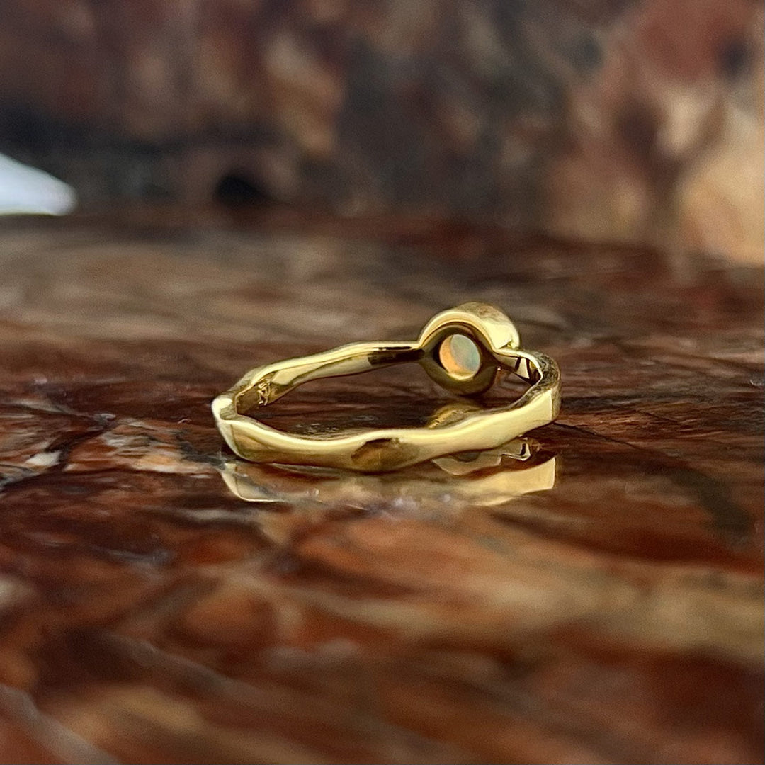 Ethiopian Opal 18K Vermeil Gold Stackable Wavy Ring