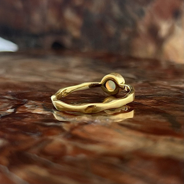 Ethiopian Opal 18K Vermeil Gold Stackable Wavy Ring