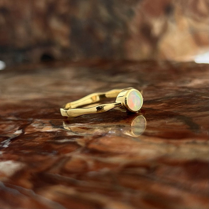 Ethiopian Opal 18K Vermeil Gold Stackable Wavy Ring