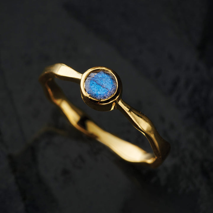 Labradorite 18K Vermeil Gold Stackable Wavy Ring