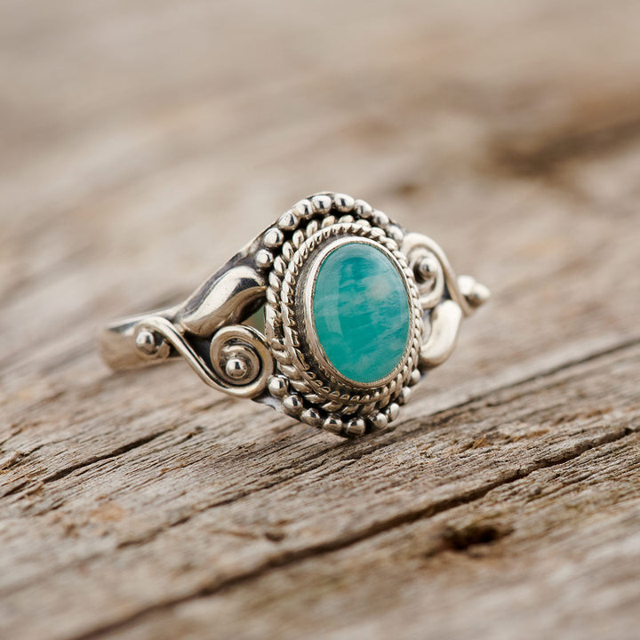 Amazonite Sterling Silver Dahlia Ring